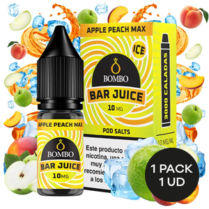 LIQUIDO BOMBO BAR JUICE APPLE PEACH MAX 10 ML 10MG