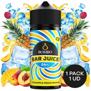 AROMA BOMBO BAR JUICE PINEAPPLE PEACH MANGO ICE 24ML/120ML/OMG