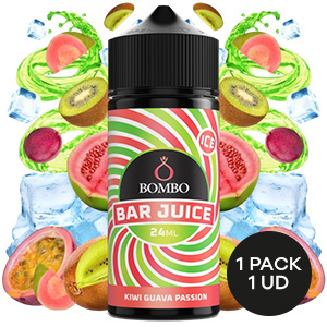 AROMA BOMBO BAR JUICE KIWI GUAVA PASSION ICE 24ML/120ML/OMG 3 AROMA BOMBO BAR JUICE KIWI GUAVA PASSION ICE 24ML/120ML/OMG