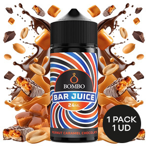 AROMA BOMBO BAR JUICE PEANUT CARAMEL CHOCOLATE 24ML/120ML/OMG 3 AROMA BOMBO BAR JUICE PEANUT CARAMEL CHOCOLATE 24ML/120ML/OMG